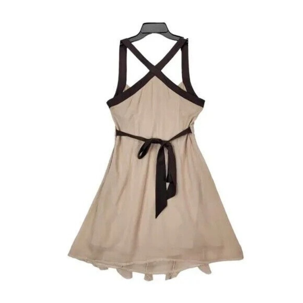A' Reve Beige Dress Size Medium Women Sleeveless Fit & Flare Ruffle - Picture 6 of 9